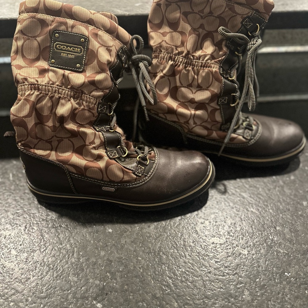 Coach Brown Monogram Fall/Winter Boots